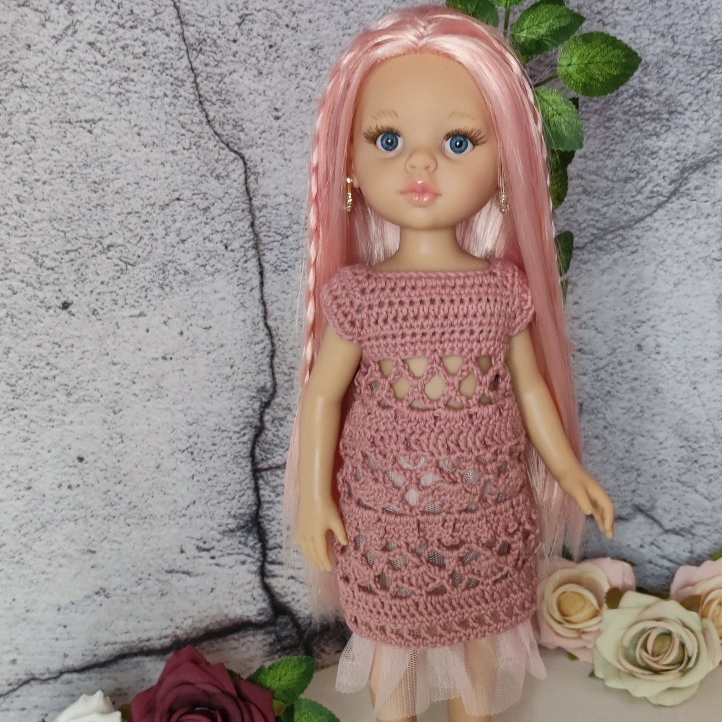 Robe Pink Mist pour poupée Paola Reina 32 cm, modèle de crochet PDF pour poupée mannequin lu.dingir