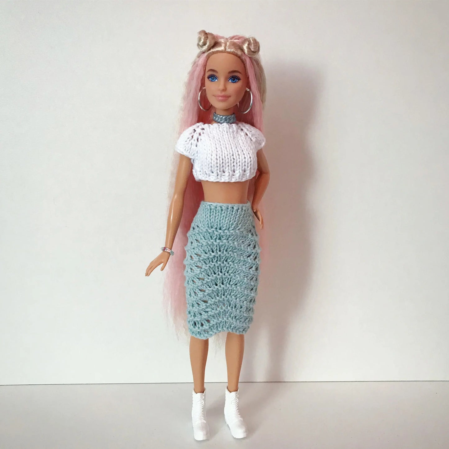 PDF patron de tricot pour poupées mannequins, Jupe et top pour Barbie lu.dingir