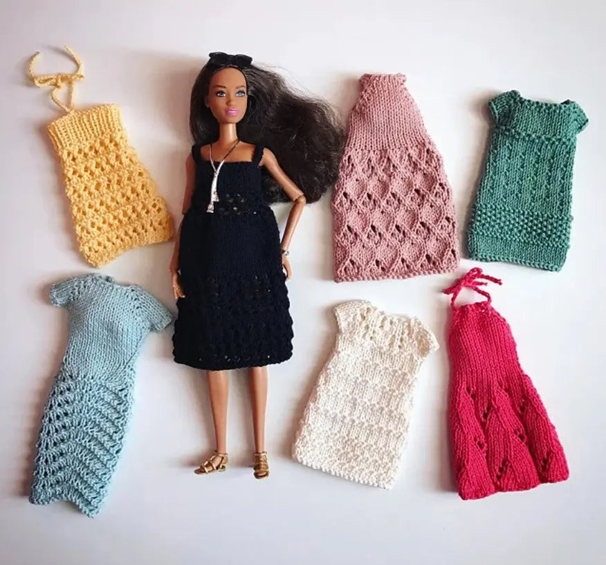 Patron de tricot pour poupées mannequins, 7 Robes pour Barbie lu.dingir