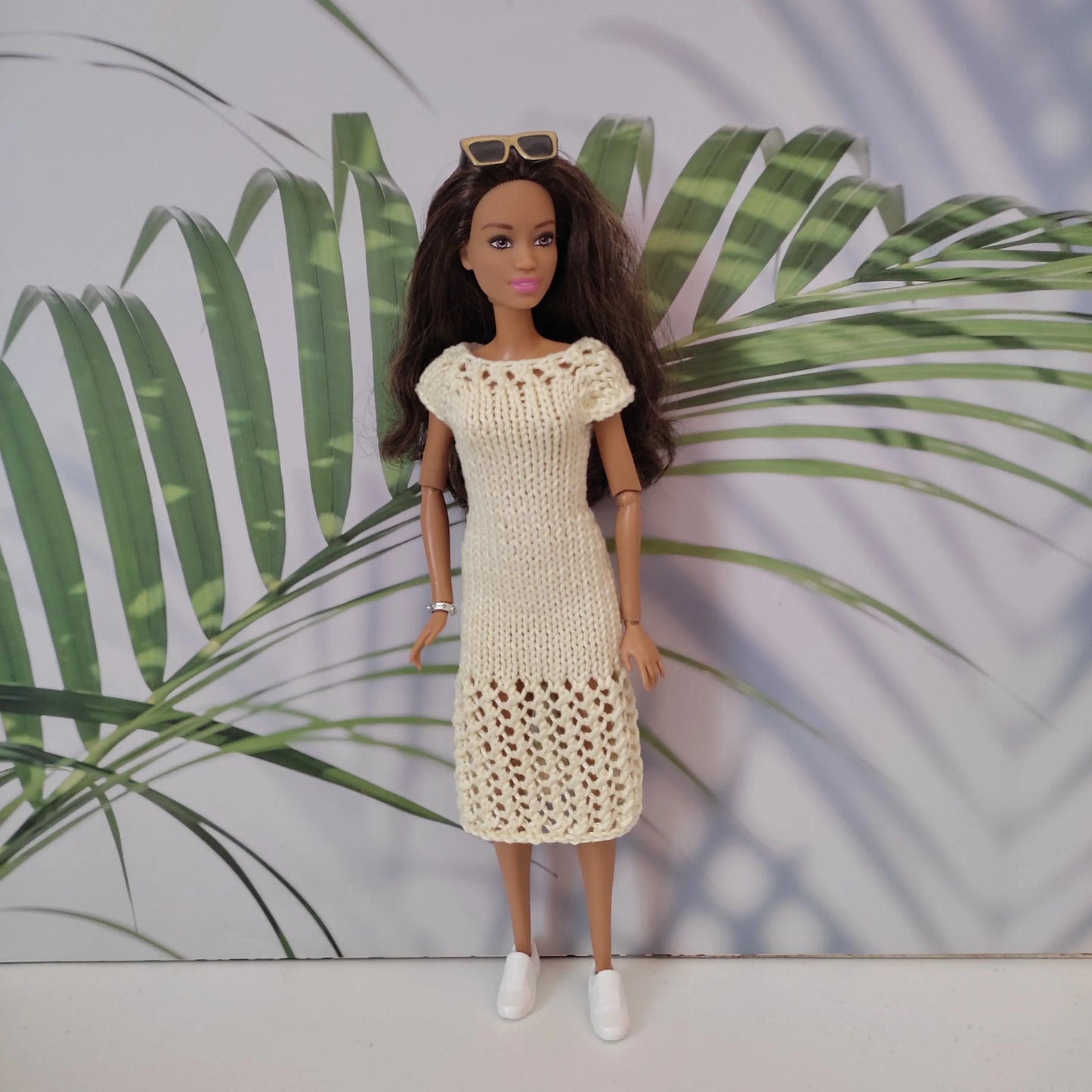 Patron de tricot pour poupées mannequins, Robe jaune pour Barbie lu.dingir