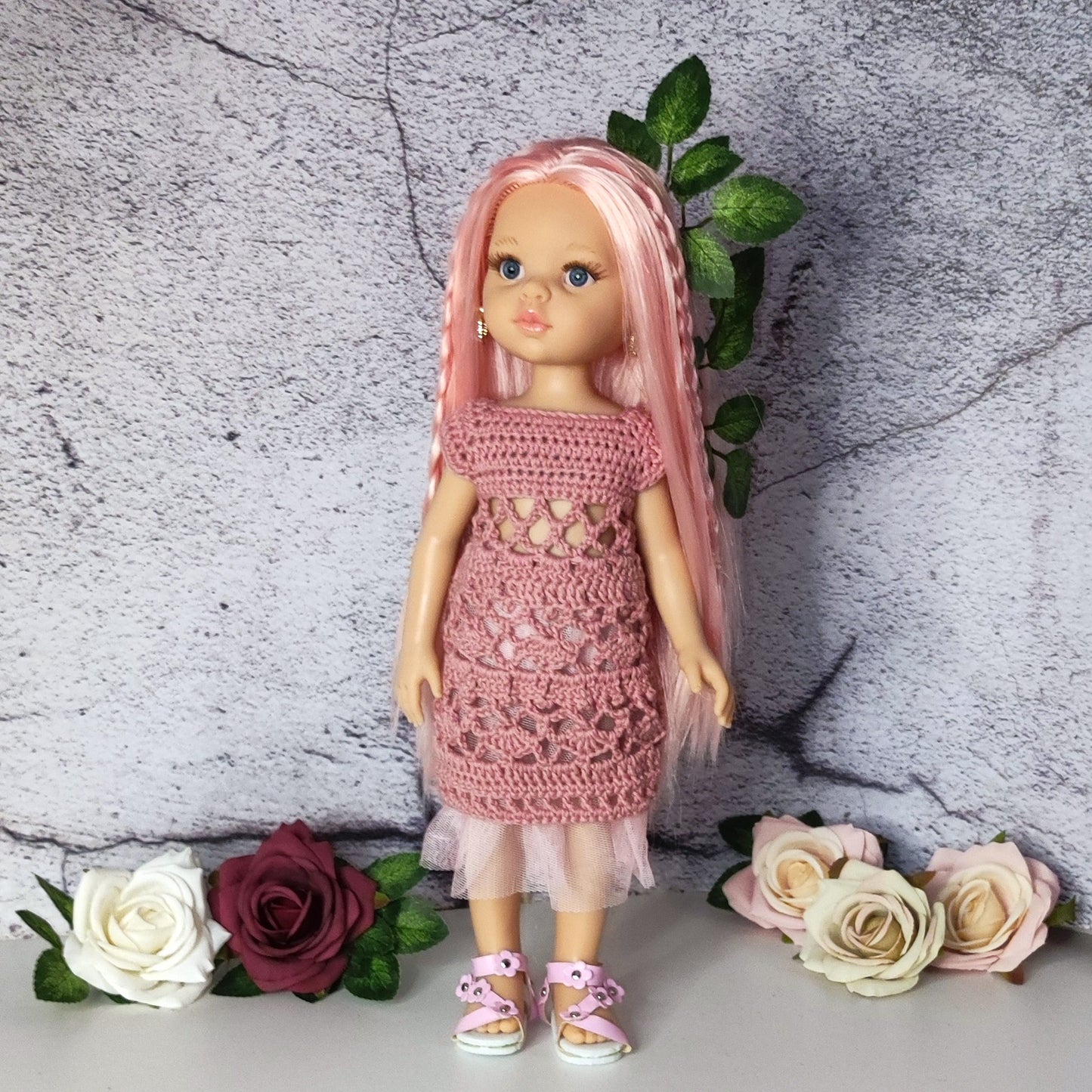 Robe Pink Mist pour poupée Paola Reina 32 cm, modèle de crochet PDF pour poupée mannequin