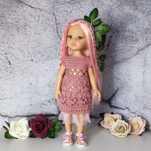 Robe Pink Mist pour poupée Paola Reina 32 cm, modèle de crochet PDF pour poupée mannequin