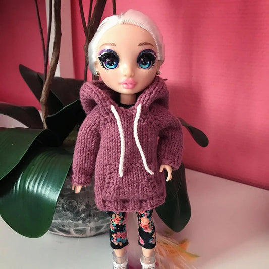 Patron de tricot PDF pour poupées mannequins, Hoodie oversize pour Rainbow High doll lu.dingir