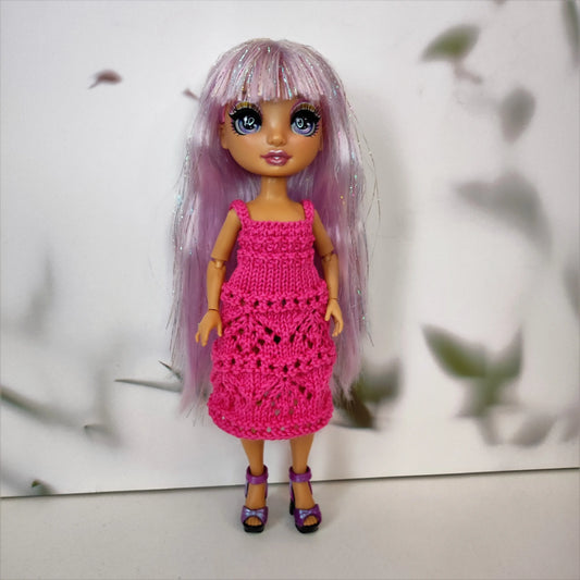 Patron de tricot pour poupées mannequins, Robe Yasmine pour Rainbow High doll lu.dingir