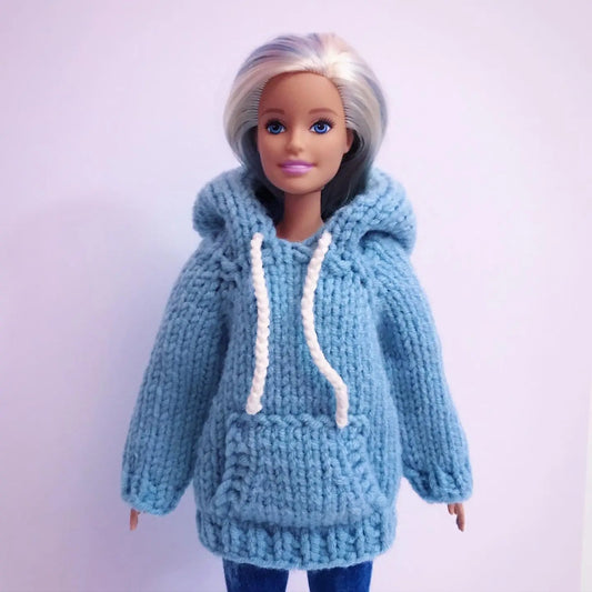 Patron de tricot pour poupées mannequins, Sweat à capuche oversize pour Barbie lu.dingir