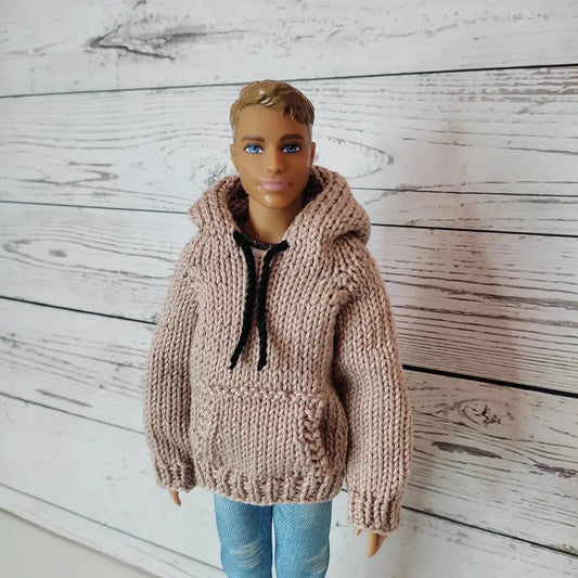 Patron de tricot pour poupées mannequins, Sweat à capuche pour Ken Barbie lu.dingir