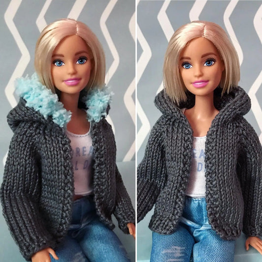 Patron de tricot pour poupées mannequins, Veste à capuche pour Barbie lu.dingir
