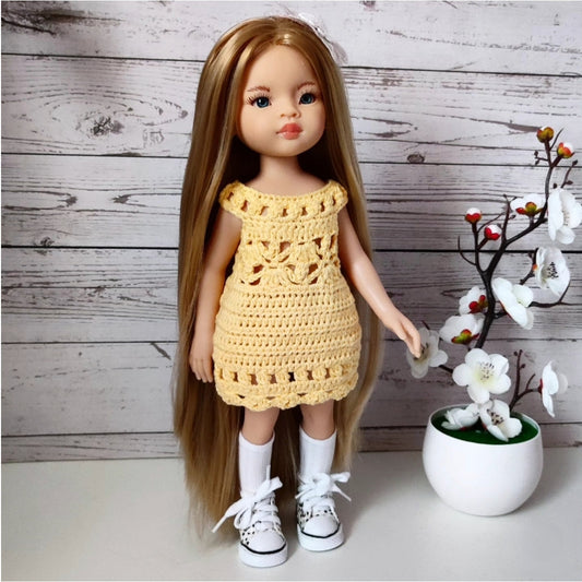 Robe Dandelion pour poupée Paola Reina 32 cm, modèle de crochet PDF pour poupée mannequin lu.dingir